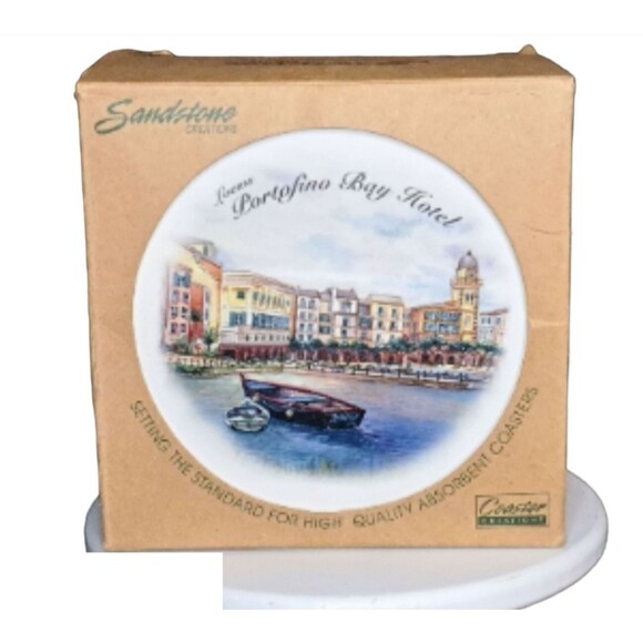 NIB Sandstone Creations Portofino Bay Hotel (4) Coasters Mediterranean Italian - Picture 1 of 11
